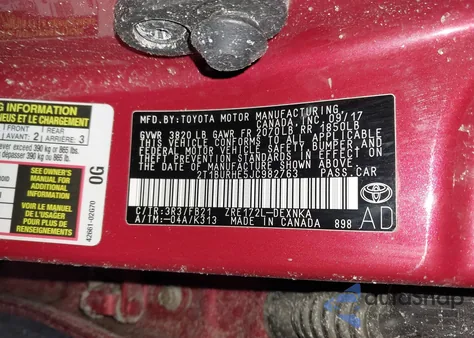 2018 Toyota Corolla Le from USA, damaged, VIN 2T1BURHE5JC982763